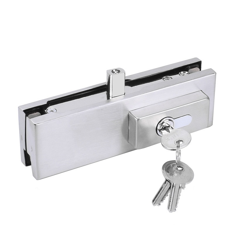 Stainless Steel Frameless Glass Door Lock Sliding Gate Lock With 3 Keys Anti-Theft Security Door Lock 10-12 mm Door Clamp: Cylinder tongue