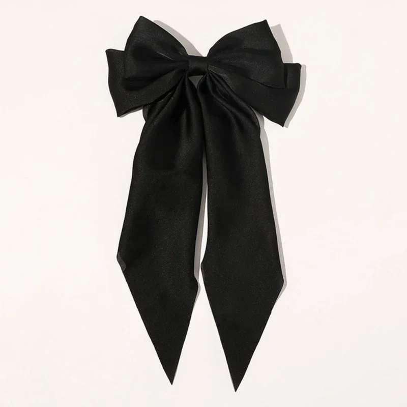 Épingle à cheveux à grand nœud pour femmes et filles, bandes de sauna coréennes, barrettes à gros nœud papillon, pince à queue de cheval pour document solide, accessoires pour cheveux de mariage: Black
