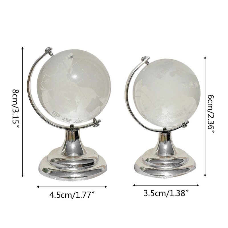 Mini Round Earth Art Crafts Home Office Desk Decoration Crystal Glass Ball World Globe