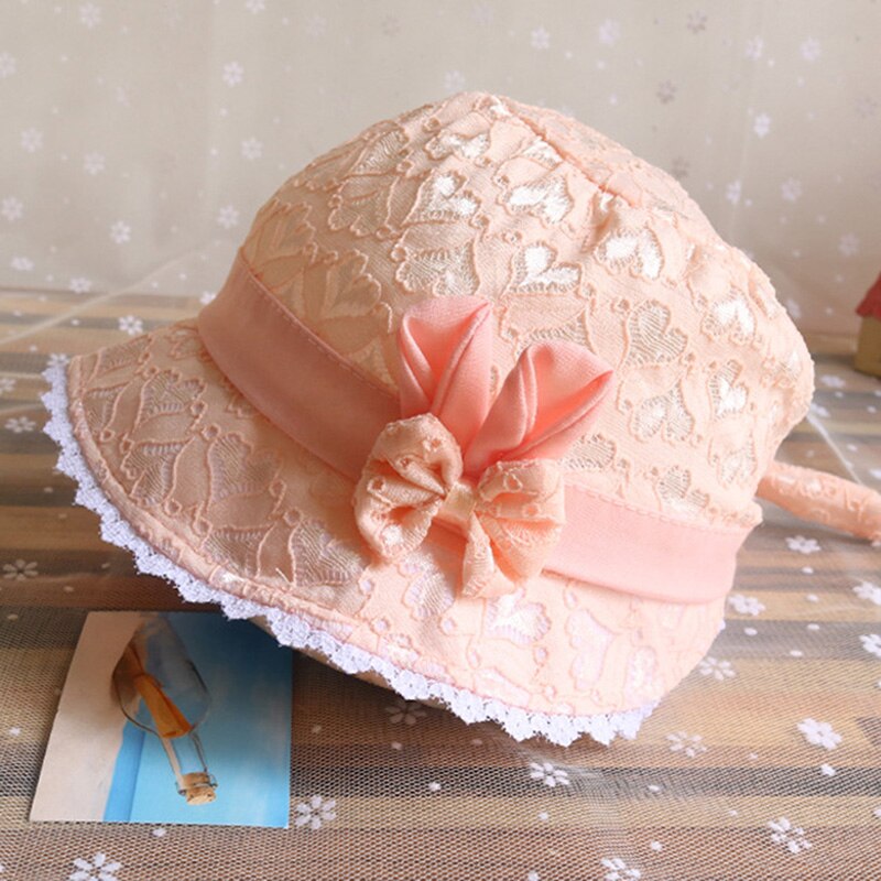 Spring summer cute baby princess hat with lace solid color lace baby child girl kids mesh bowl cap girl sun hat