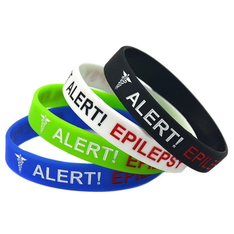 Alert Epilepsie Armband Waarschuwing Taal Siliconen Armband Gegraveerd En Gekleurde Armband
