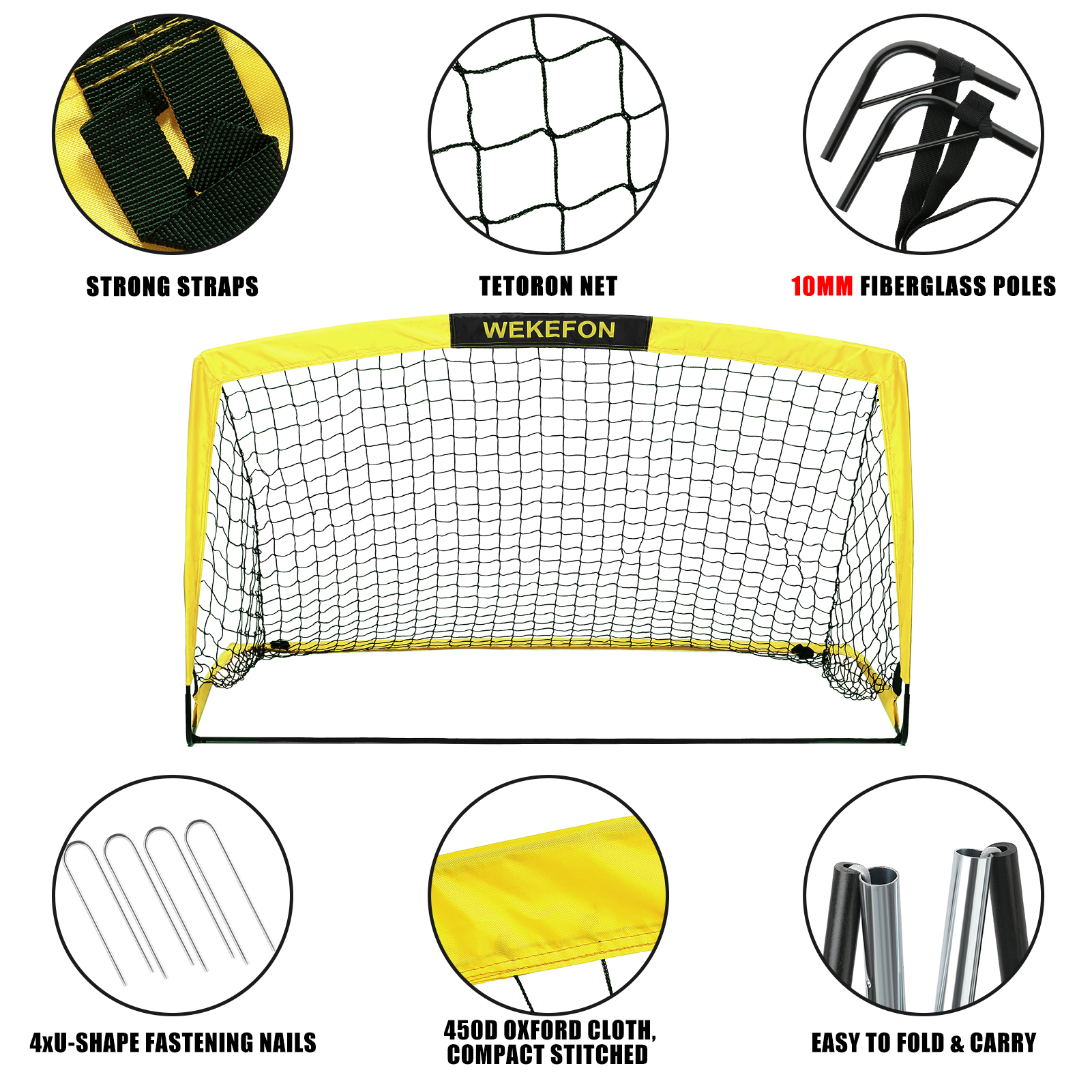 Portería de fútbol portátil para niños, Red de 5 'x 3,1' para adultos y jóvenes, patio de juegos, patio trasero, entrenamiento en interiores y exteriores