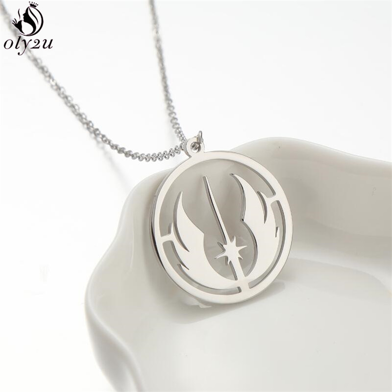 Collares de acero inoxidable con símbolo de orden Jedi, colgante con logotipo, cadena, collar gótico de estrella para mujer, joyería, de Hip Hop para hombre