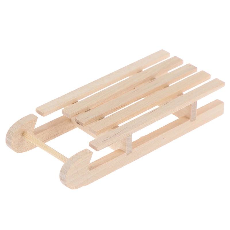 1/12 Mini Wooden Sleigh Box Model DIY Christmas Landscape Doll house Accessory