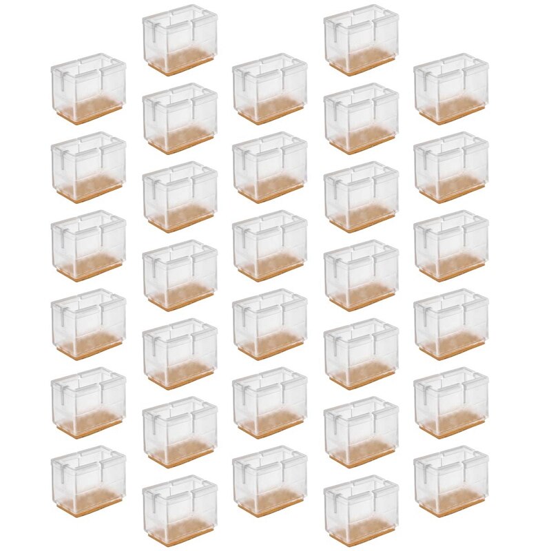 32 PCS Silicone Chair Caps,Chair Floor Felt Furniture Pads,Cups Fit Rectangular with L:1.5x1.7 Inch,W:0.6x0.8 Inch