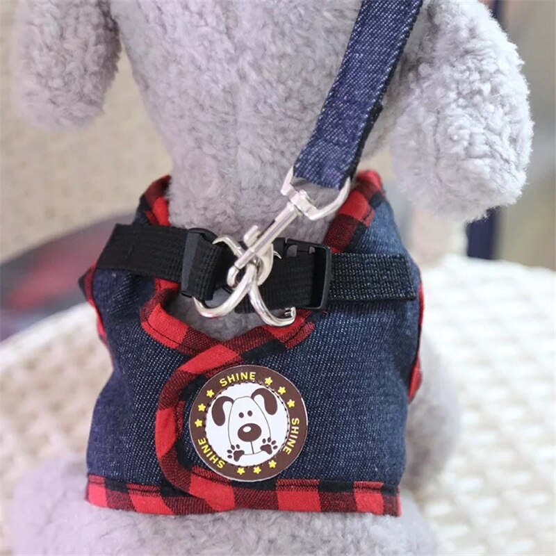 Pug Harness Leash Chest Strap Lead Denim Vest Pet Chest Strap Pet Supplies Dog Harness Chihuahua Dog Cheap Leash Set: YELLOW / L