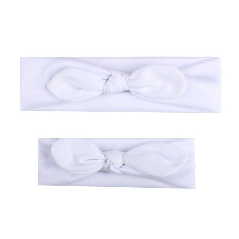 2 pz/set stile europeo puro colore Bowknot turbante vacanza neonato copricapo carino elastico Baby Girl Hairband: white