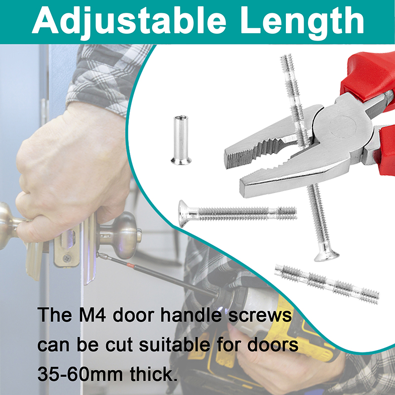M3 M4 Door Handle Screws Nickel Plated Connecting Fixing Sleeve Bolts Male to Female Screws for Escutcheons Door Handle Knobs