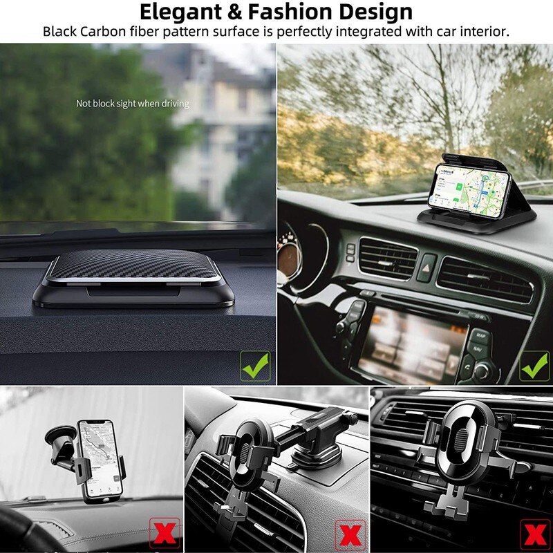 Soporte Universal de fibra de carbono para salpicadero de coche, Clip de montaje para teléfono móvil de 3 a 6,5 pulgadas, para iPhone XR XS MAX, GPS