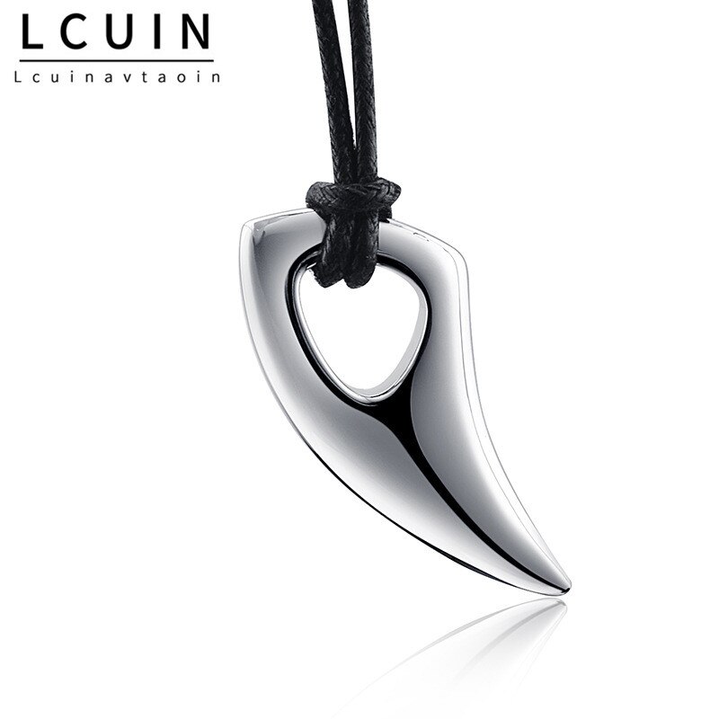 Wolf Tooth Men Necklace - National Wind Titanium Steel Wolf Head Pendant Necklace With Leather Rope Jewelry Colar Choker