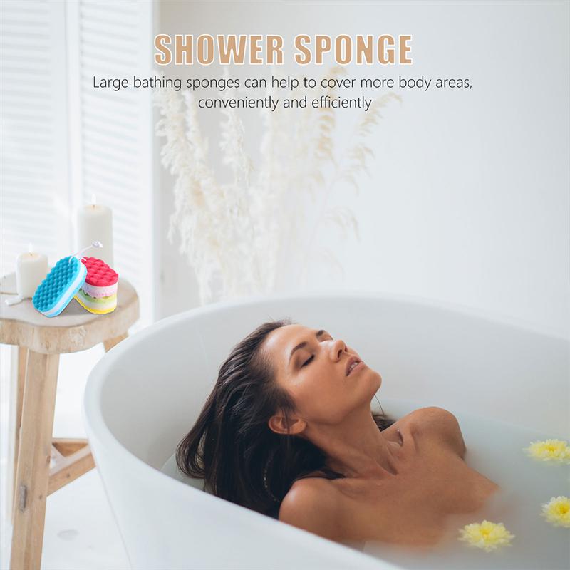 6pcs/Pack Bath Shower Sponge Double-Sided Exfoliating Sponge Cleaning Body Scrubber Bathing Sponges Bathroom Supplies
