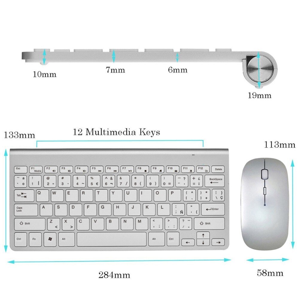 HXB Keyboard Mouse Wireless Keyboard and Mouse Combo MINI Ultra Slim Ergonomic Mouse Keyboard For Macbook Laptop PC Notebook MI
