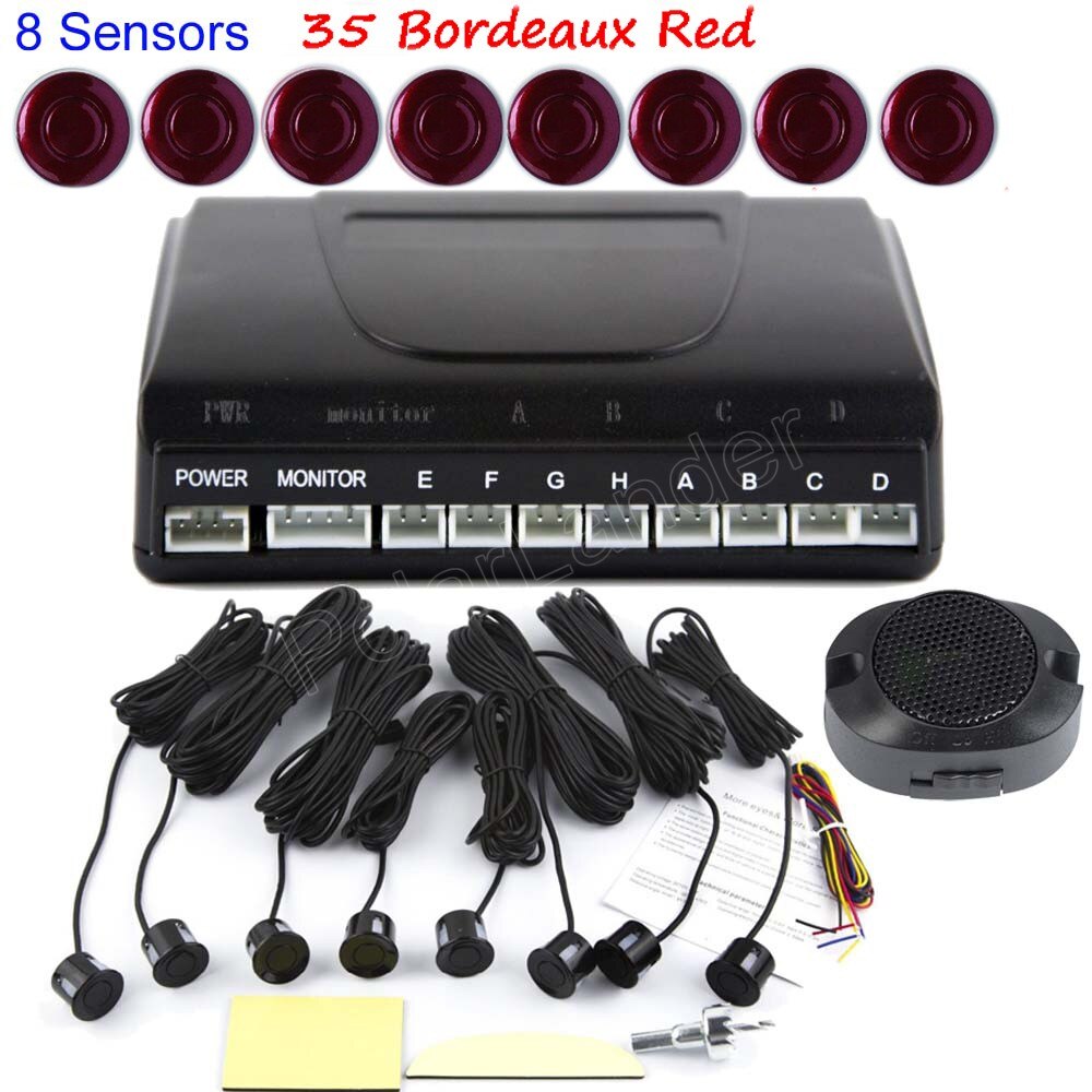 Parking Assistance Backup Reverse car auto Parking Sensor 8 sensors buzzer 44 Colors to choose: 35 bordeaux red