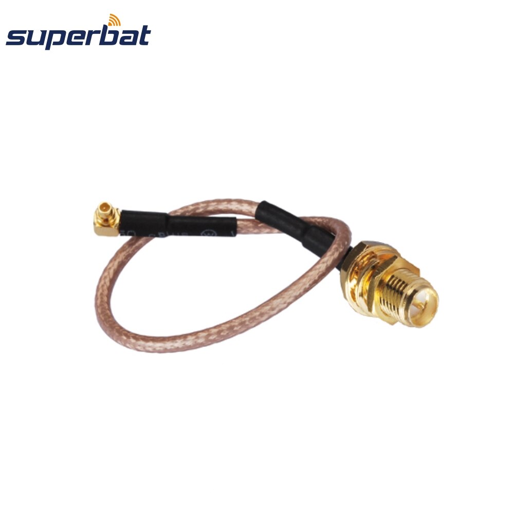 Superbat RP-SMA hembra (macho pin) mamparo a MMCX macho enchufe ángulo recto extensión conector RG316 20cm para inalámbrico