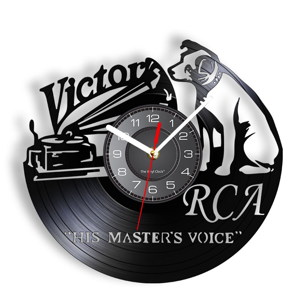 Rca Victor Hond Zijn Master 'S Voice Muzikale Hond Wandklok Victor Nipper Hond Vintage Vinyl Record Klok Rock N roll Muziek: Without LED