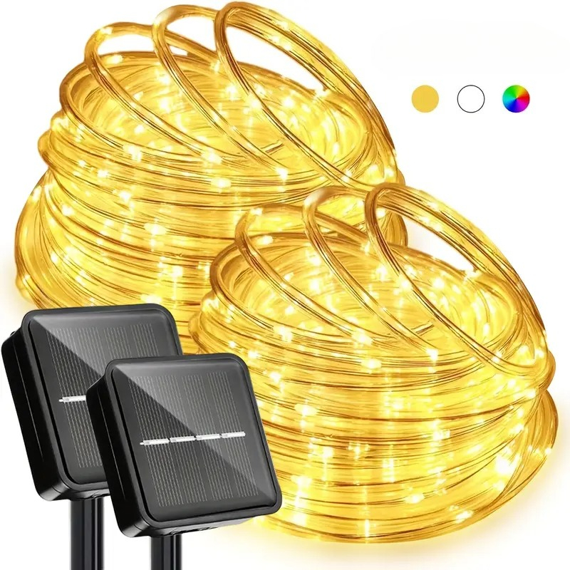 Solar led corda luzes tubo de fadas luz corda ao ar livre à prova dwaterproof água lâmpadas gramado 8 modo para casa jardim pátio casamento telhado decoração