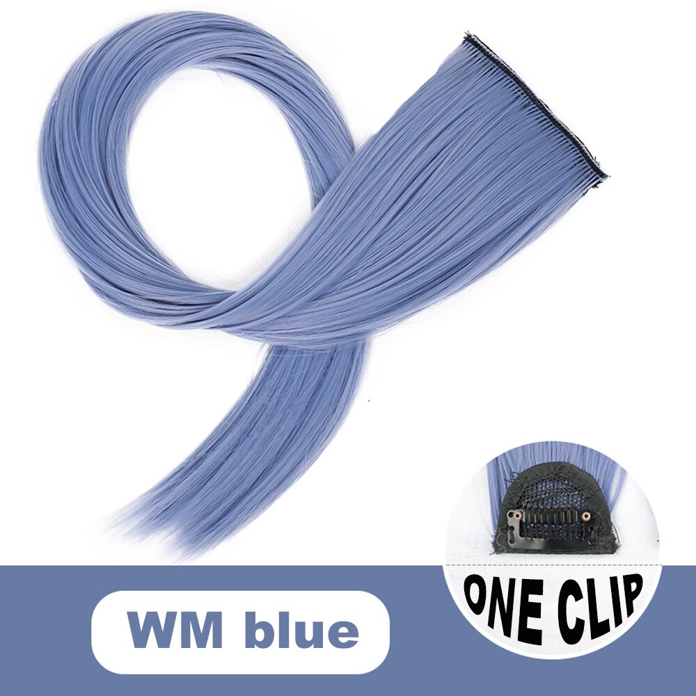 Xg color strip extension 22 tommer clip in hair extensions lange lige ombre frisurer 8 farver tilgængelige til kvinder hovedbeklædning: 1c- wmblå
