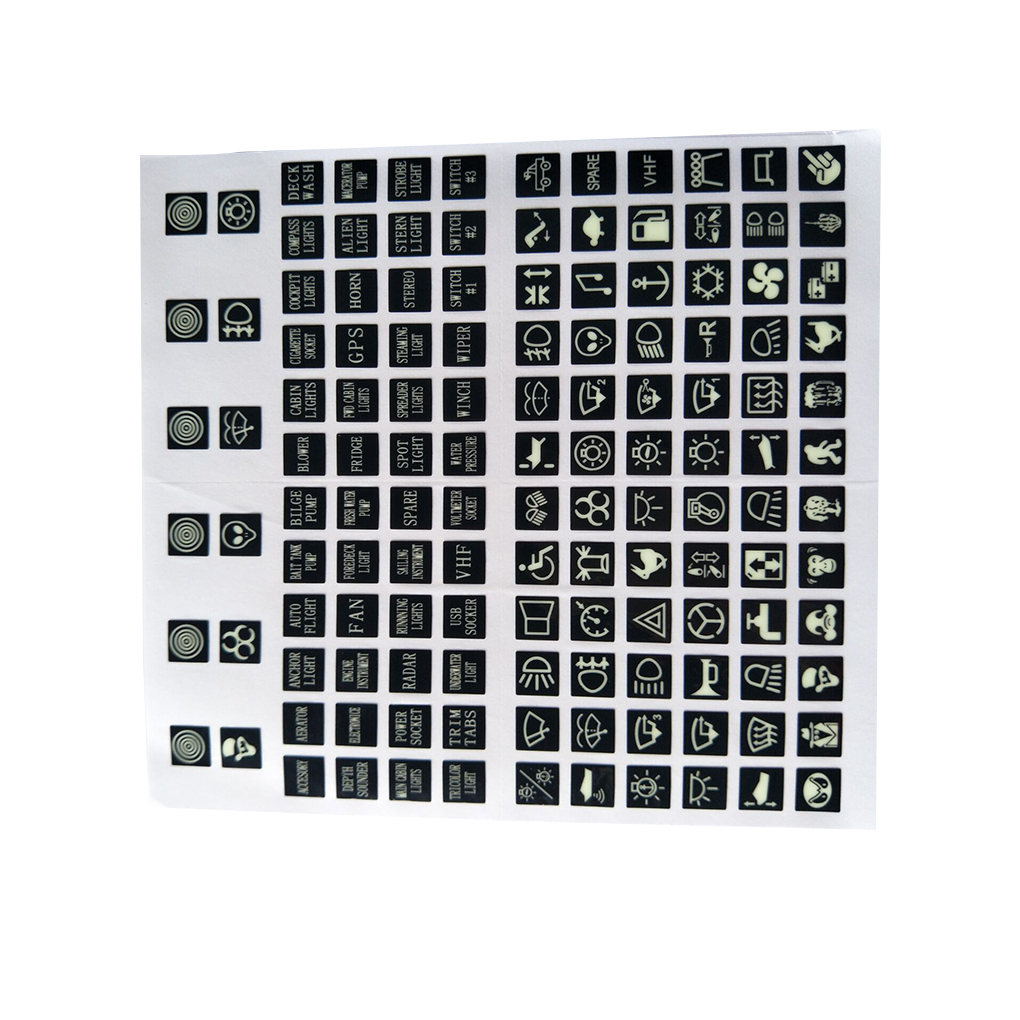 120 Sticker Tuimelschakelaar Label Decal Circuit Panel Lichtgevende Sticker Voor Auto Marine Boot Truck Instrument Schakelaars Relais Decor: 1 Pc