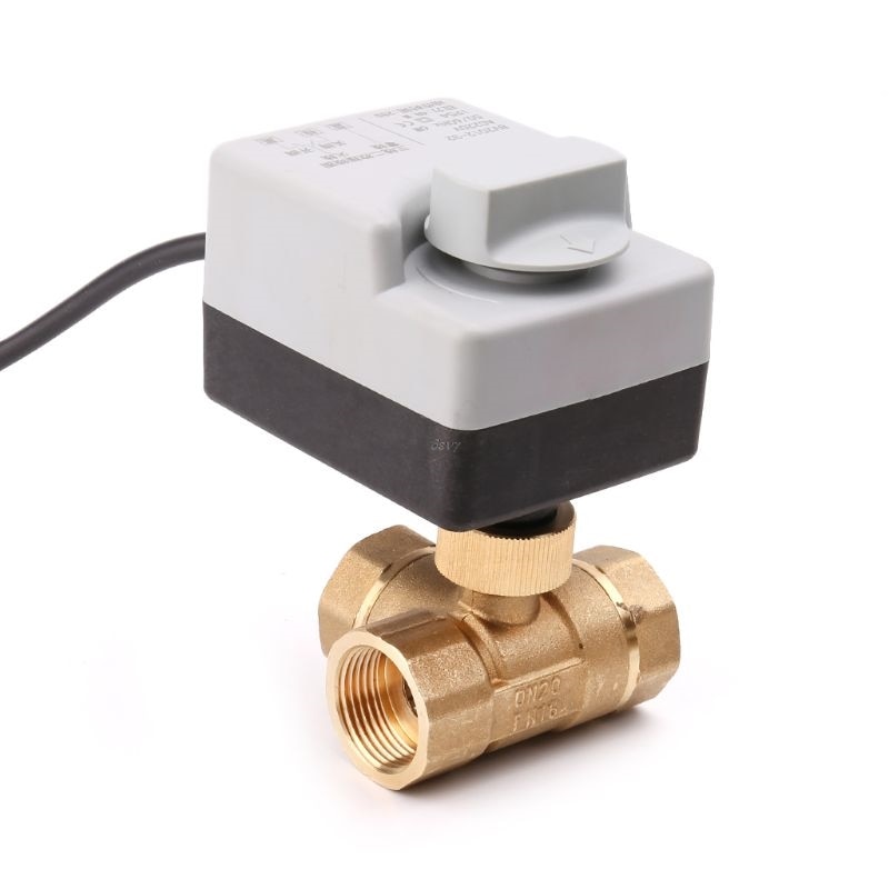 Ac220V Dn20 válvula de bola motorizada eléctrica de 3 vías tres cables dos Control para aire acondicionado válvula de bola del actuador eléctrico
