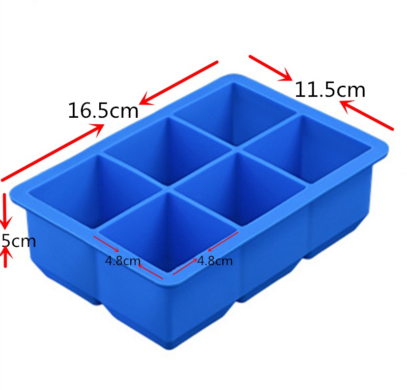 Ice Mold Silicone Ice Cube Tray Mould Shape Ball 6-Square Soft Silicone Ice Cube Tray Ice Maker Jelly Pudding Mould
