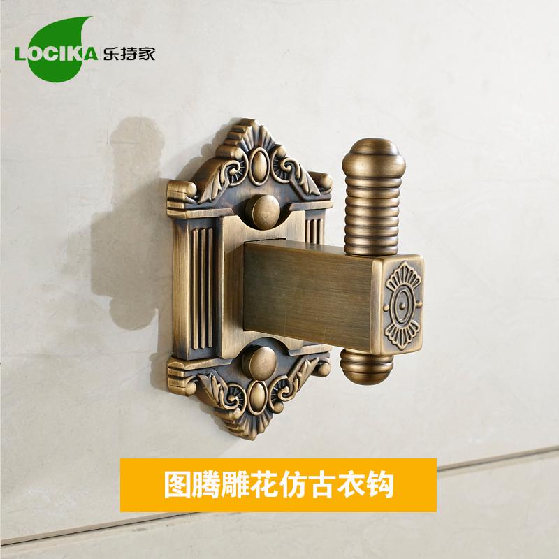 Vintage Bronze Bathroom Accessories European Brushed Solid Brass Bathroom Hardware Set Wall Mounted Carved Bathroom Products: single robe hook