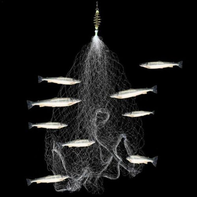 12 Sizes Fishing Net Trap Mesh With Night Luminous Bead Netting Sea Fish Net Shoal Cast Gill Feeder Fishing Traps Net Tackle