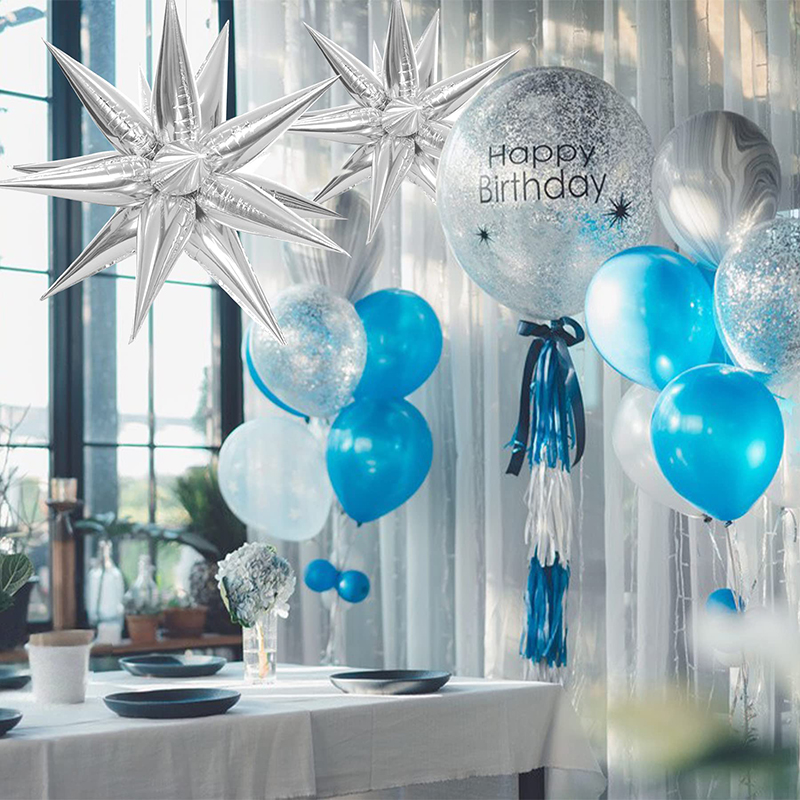 12 / 24 noir or blanc clou ballon explosion étoile Foil ballons pour anniversaire mariage Rock Fête de Noël décoration