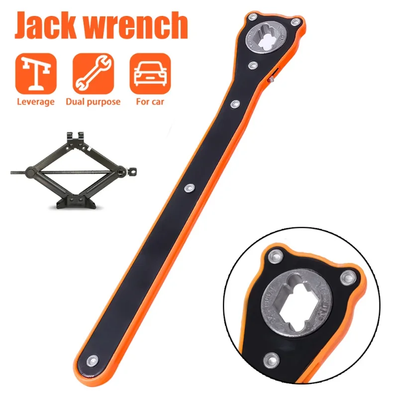 Llave de elevación de gato para coche, herramientas de mango de ahorro de trabajo de doble uso, herramientas de reparación de llave de gato Universal, accesorios