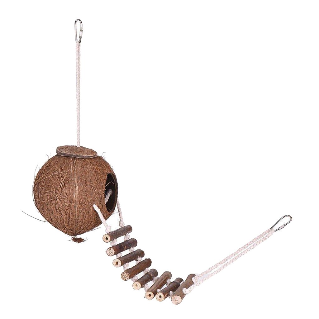 Hanging Bird House Cage Toy for Pet Bird, Natural Coconut Fiber for Bird Nest Breeding Bird Nesting Box