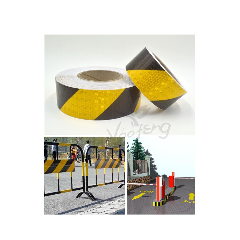 5CMX10M Yellow/Black Dual Color Self Adhesive Warning Tape with High Visibility