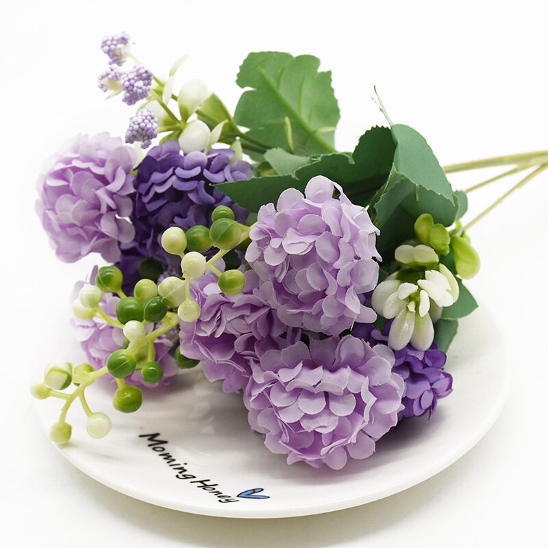 Artificial Hydrangea Rose Wedding Small Hydrangea Hand Bouquet christmas decorations for Home Accessories DIY Artificial Flowers: 6