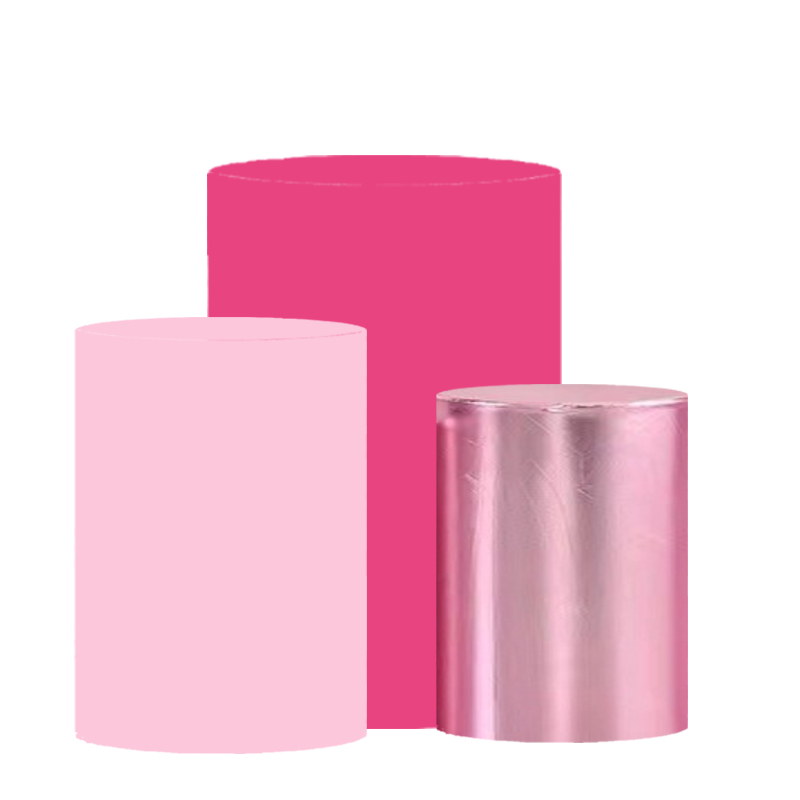 3 PCS Pink Pedestal Covers Birthday Party Decoration Gold White Fairy Tale Plinth Cover Cylinder Cover Event Props Elastic: Lavender