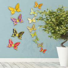 12Pcs Double-layer Paper 3D Butterfly Wall Sticker for Wedding Decoration Room Butterflies Fridge Art Wall Removable Wall Decor