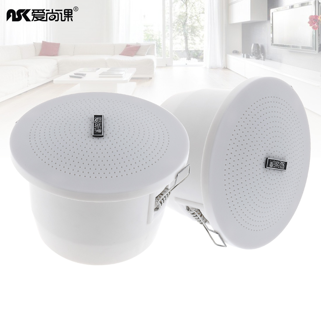 2pcs 3 Inch 3W Waterproof Radio Ceiling Speaker Public Broadcast Background Music Speaker for Home Supermarket Restaurant School