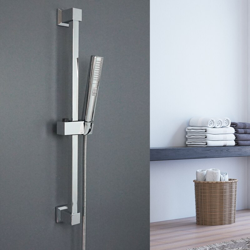 Chrome Shower Sliding Bar Wall Mounted Shower Bar Adjustable Sliding Rail Set Multi Function Hand Shower Head with 1.5M Hose