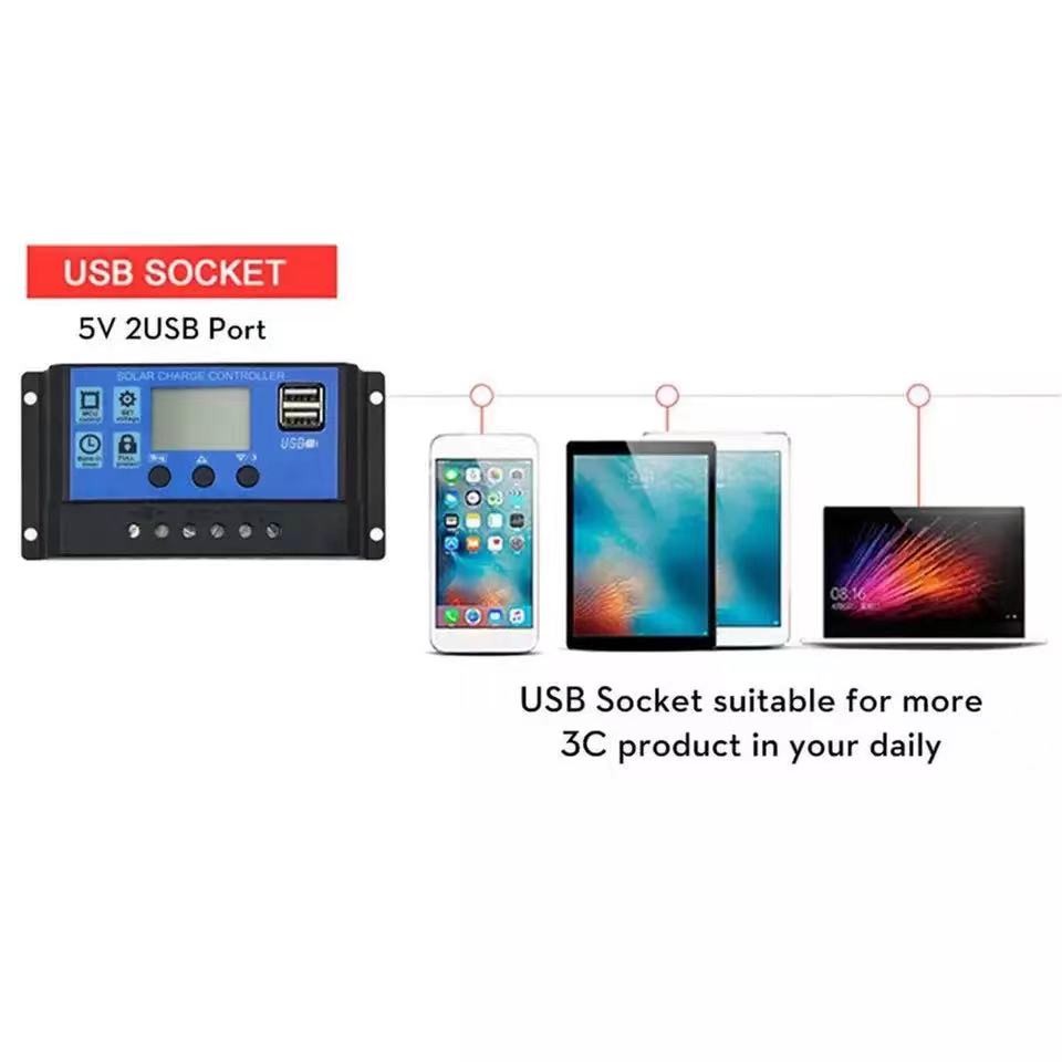 10A 20A 30A 60A Solar Panel Controller 12V/24V Batterie Laderegler 2 USB 10A ~ 100A Photovoltaik Zelle Panel Ladegerät Regler