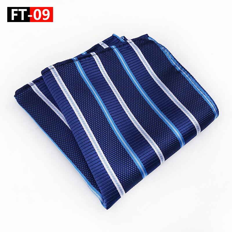 Mouchoir de poche bleu gris jaune #39 pour homme, mouchoir imprimé à rayures, mouchoir en soie et polyester, pochette de travail, serviette de poitrine 25*25cm: Ft 09