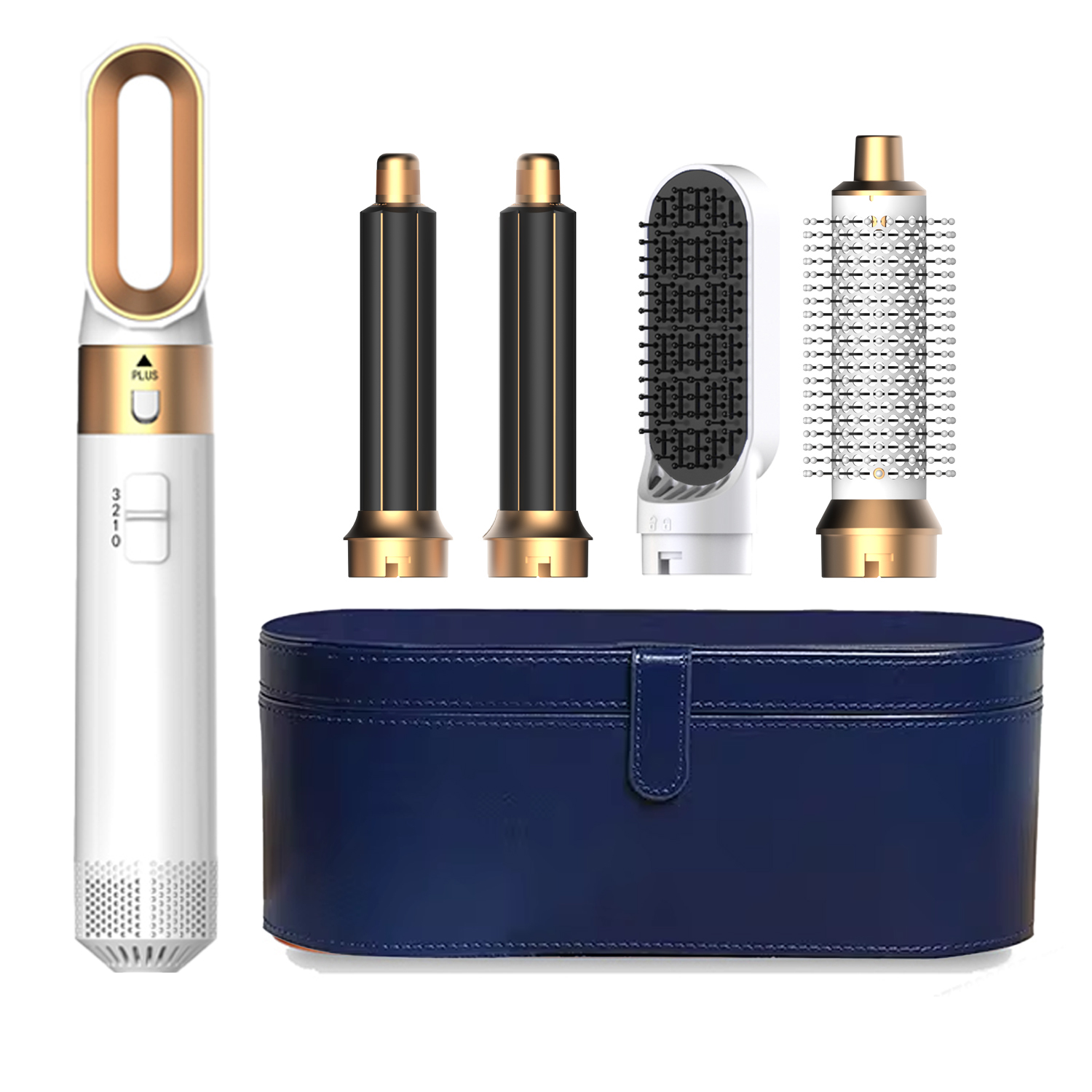 Professionele 5-in-1 Föhn Kam Set Heteluchtstyler voor Curling Rechttrekken Volumizing - Haarverzorging Tool Kit voor thuisgebruik: Zilver / uk plug