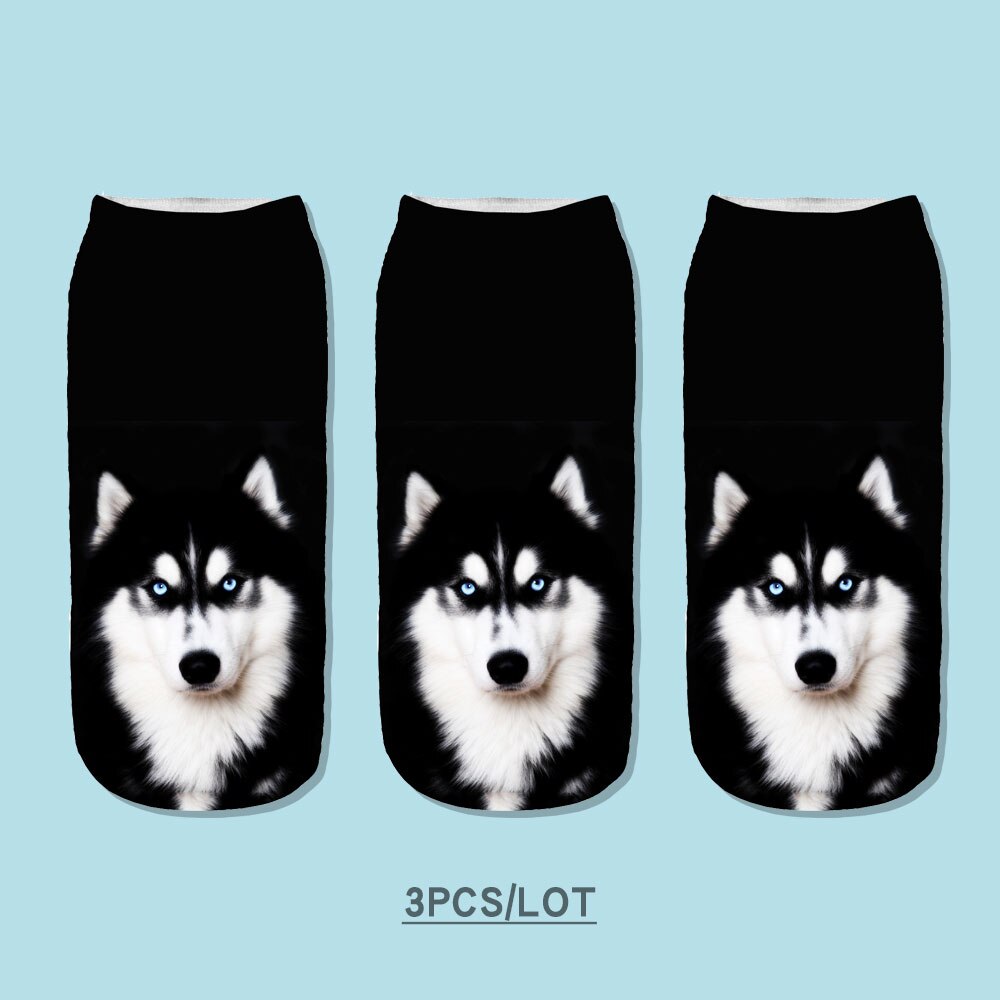 3pcs/Lot skarpetki Dog Sock Cute Floral Socks Women Harajuku Art Socks Funny Cotton Fasion Kawaii Ankle Happy Socks: S43006