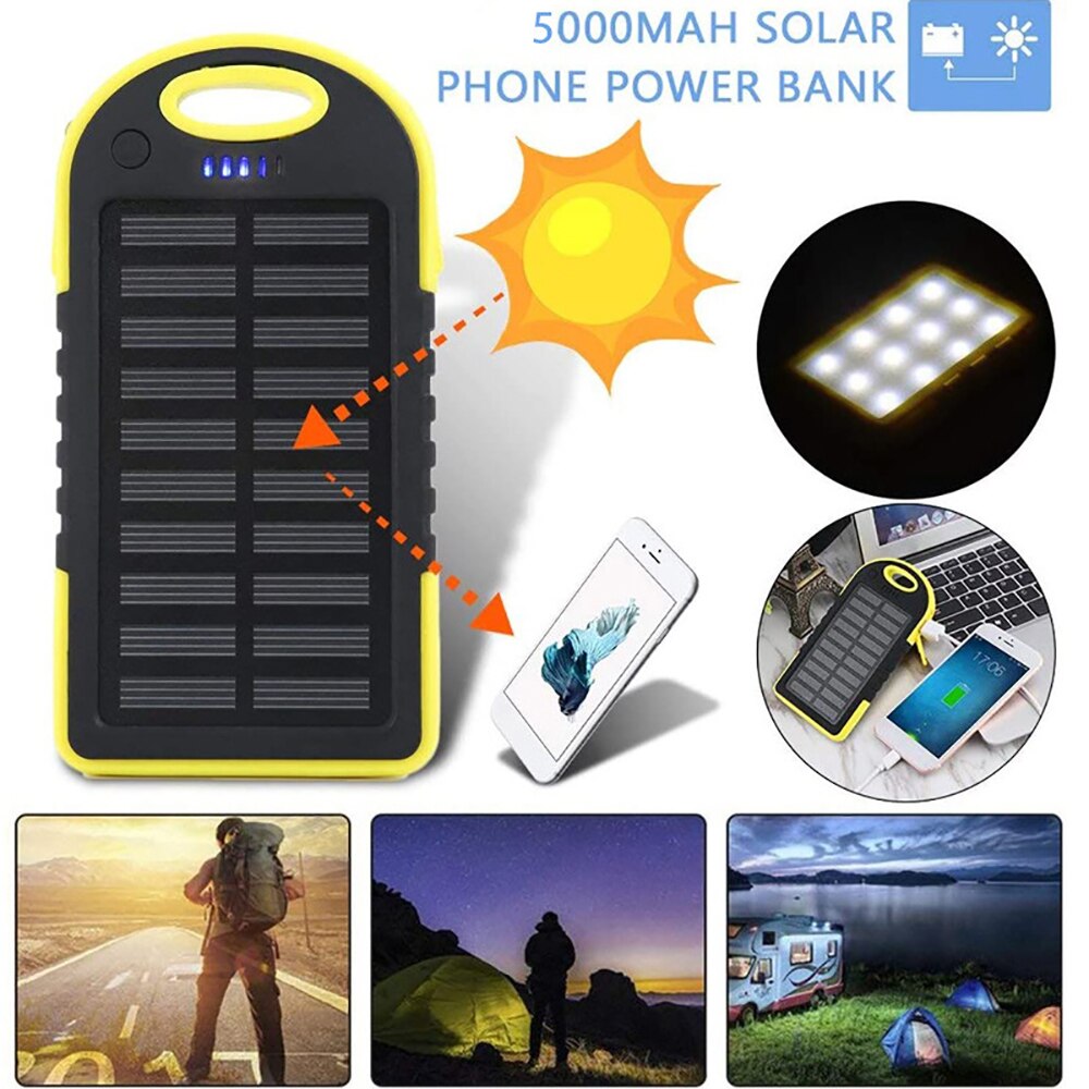 Solar Power Bank Waterdicht Genest Solar Universele Oplader 2 Usb Universele Poorten Externe Lader Powerbank Voor Smartphone