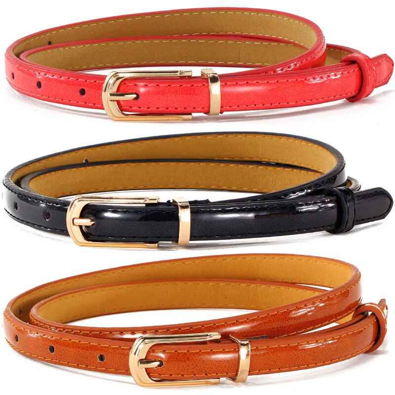 Snoepkleurige metalen gesp dunne casual riem voor dames leren riem vrouwelijke banden tailleband voor kledingaccessoires