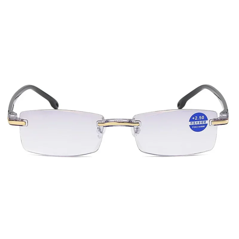Reading Glasses Men Anti Blue Rays Presbyopia Goggles Women Vintage Rimless Eyewear Diopter +1.0 1.5 2.0 2.5 3.0 3.5 4.0