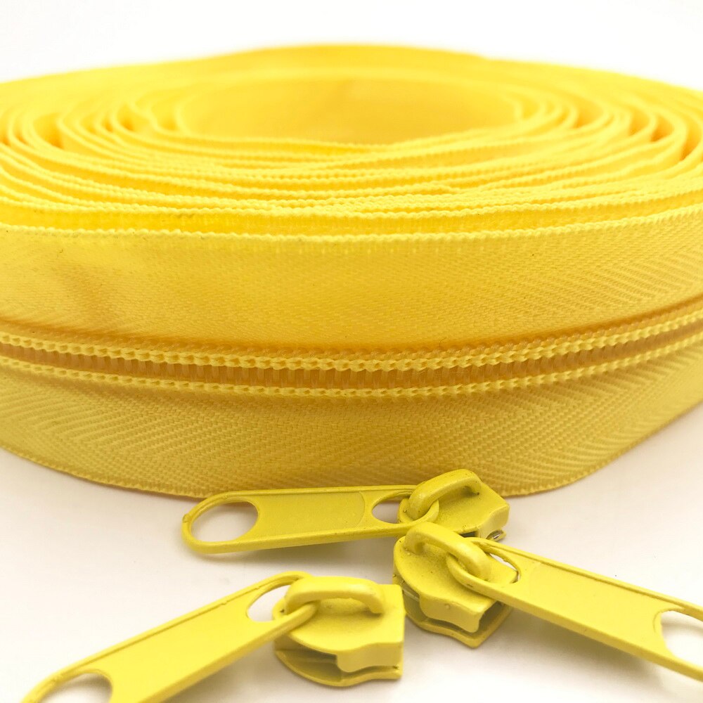 #5 5 Meter 24 Farben Nylon Spule Reißverschlüsse durch sterben Hof mit 10 stücke Schieberegler für DIY NäHenne Schneider handwerk Taschen: 110 Zitrone Gelb