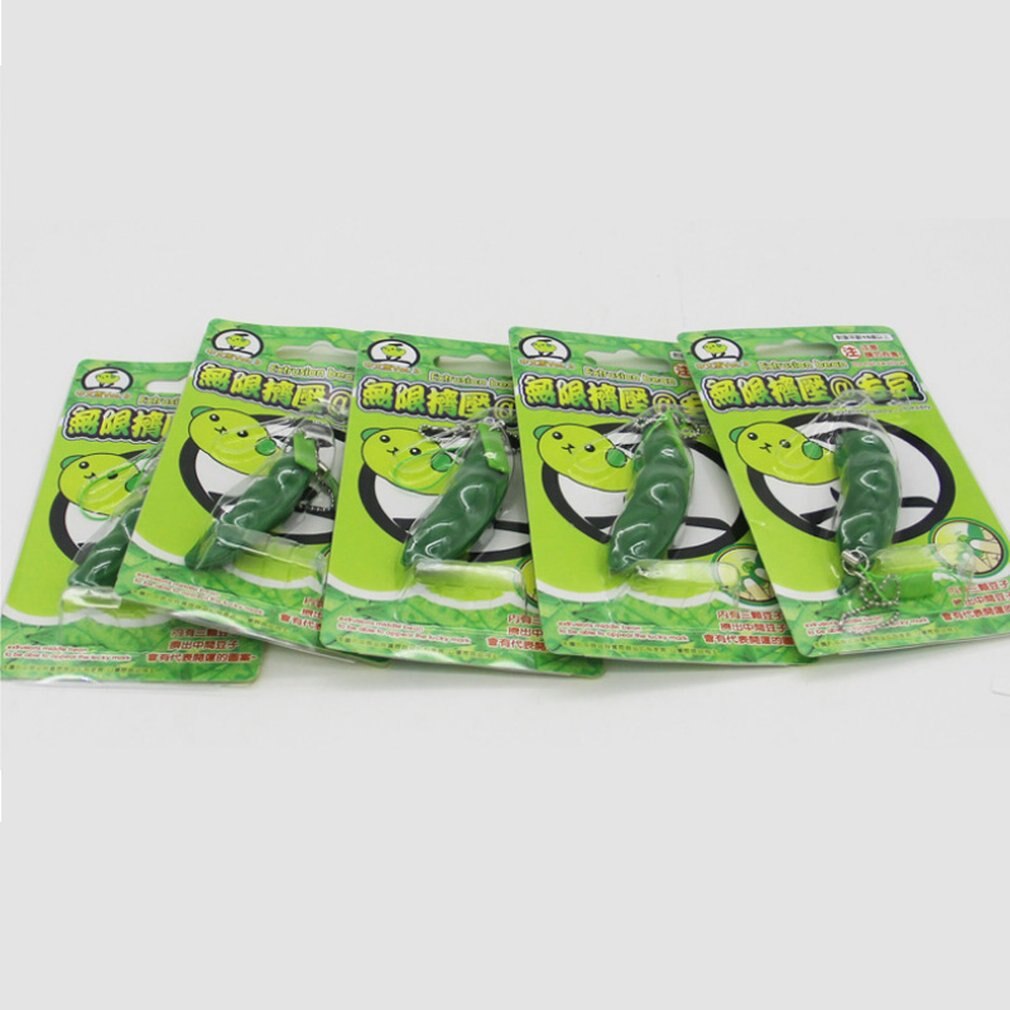 Squish Squeeze Toys Green Fun Beans Mini Pendants Anti Stressball Squeeze Slow Rebound elastic Squeeze Toy for Decompression
