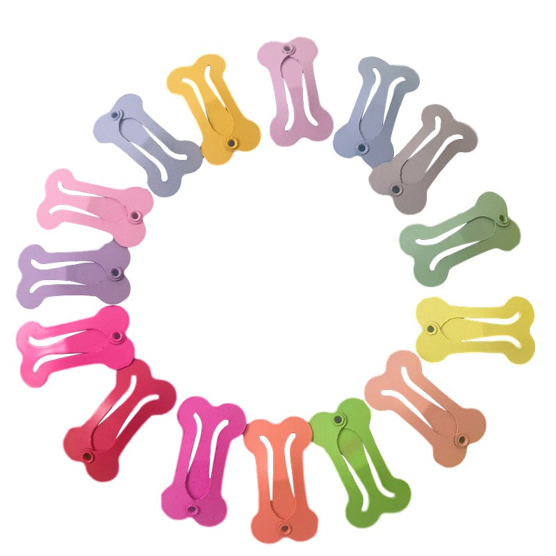 5Pcs/lot Cute Dog Hairpin Colorful Bone Shape Hairpin Pet Small Dogs Hair Clips for Chihuahua Pug Grooming Dog Accessories: Bone Solid