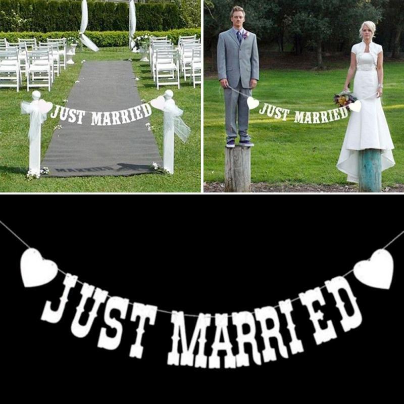 Wedding Bunting Banner Photo Booth Props Garland Just Married Letter Romantic Wedding Decoration Event Supplies