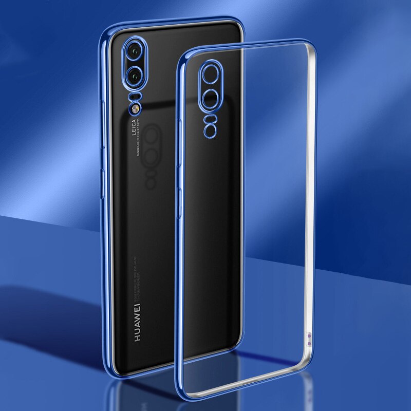 Kameraschützende silikon-handyhülle für huawei  p20 Profi/  p20 Profi, weiche, klare, ultradünne rückseite, transparentes, schlankes tpu: P20 / Blau