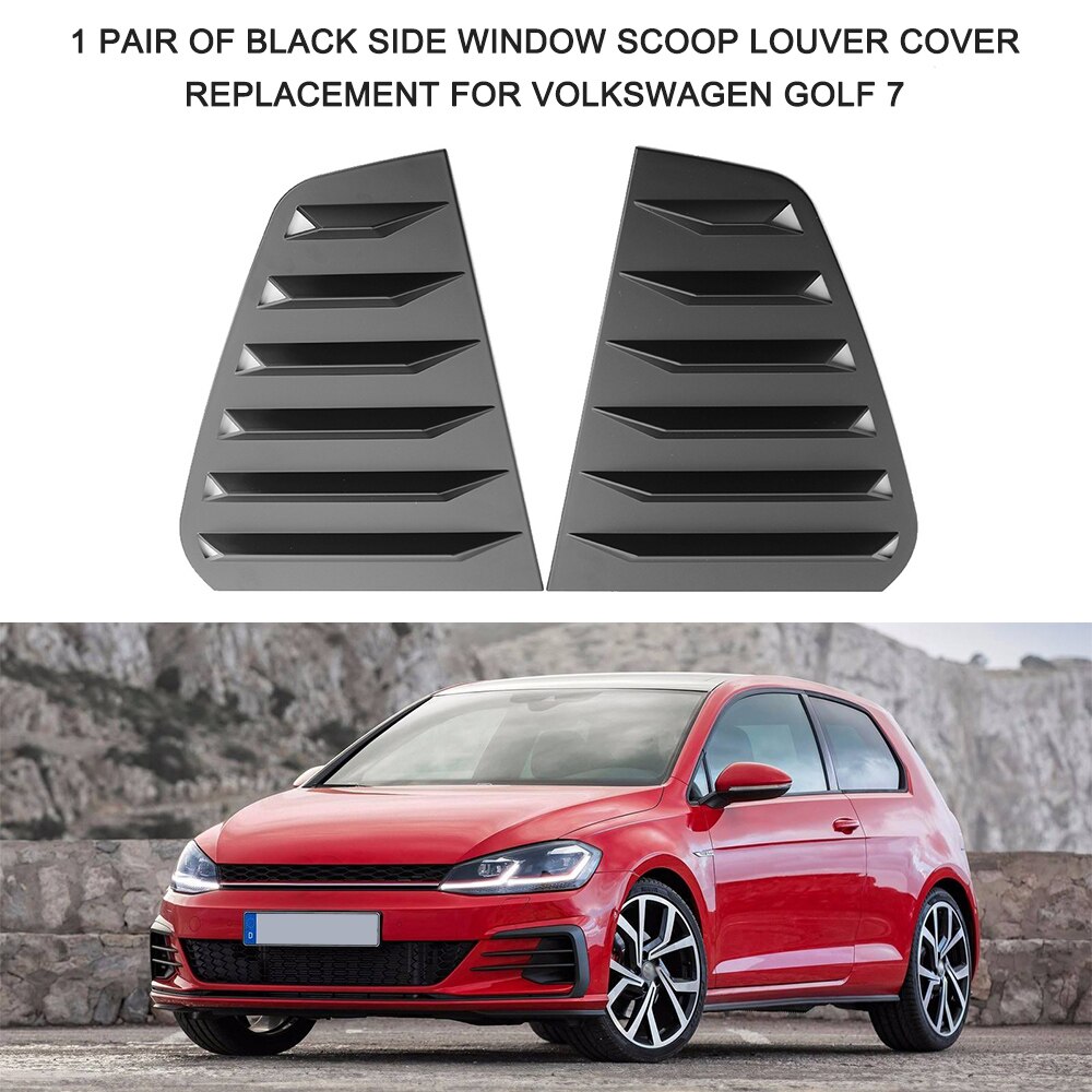 For Volkswagen Golf 7 Car Accessories 1 Pair of Window Shutters Cover Plastic Car Tunning Panel Side Air Vent Cover: Dumb black