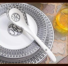 fancy servise sett vestlig h deco serie biff tallerken fett husholdning matbit tørket frukt kakefat luksus bestikk sett: Stor skje