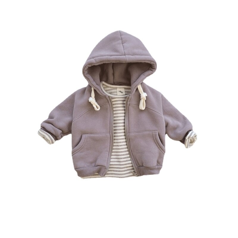Felpe con cappuccio Casual in cotone solido con cerniera per abbigliamento per bambini